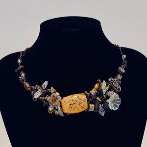 Handmade Vintage Wired Beaded Necklace